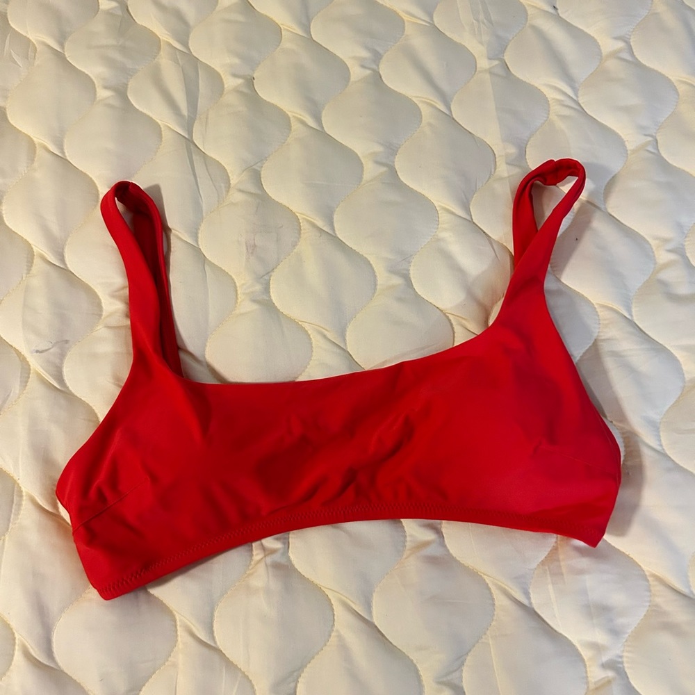 Aerie Red Scoop Neck Bikini Top Size XL